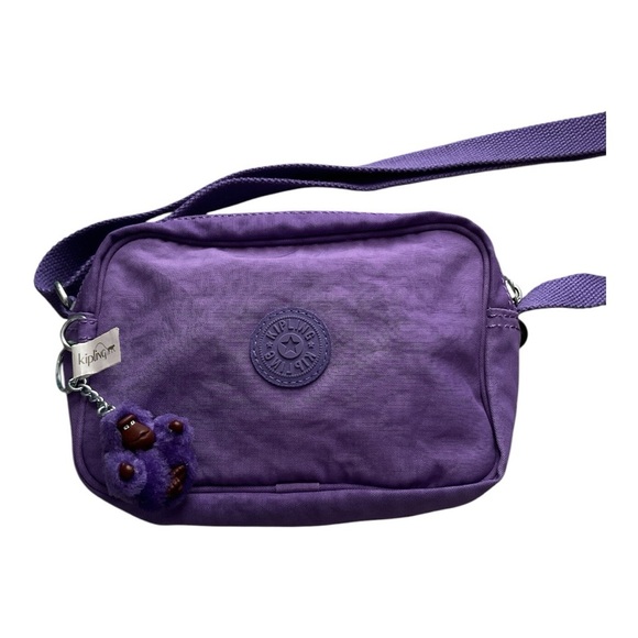Kipling Purple Small Crossbody Bag Double Zip w Adjustable Strap HB6382 - Picture 5 of 8